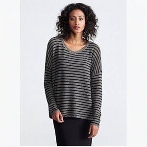 Eileen Fisher Sweater Striped Wool Linen Blend Medium